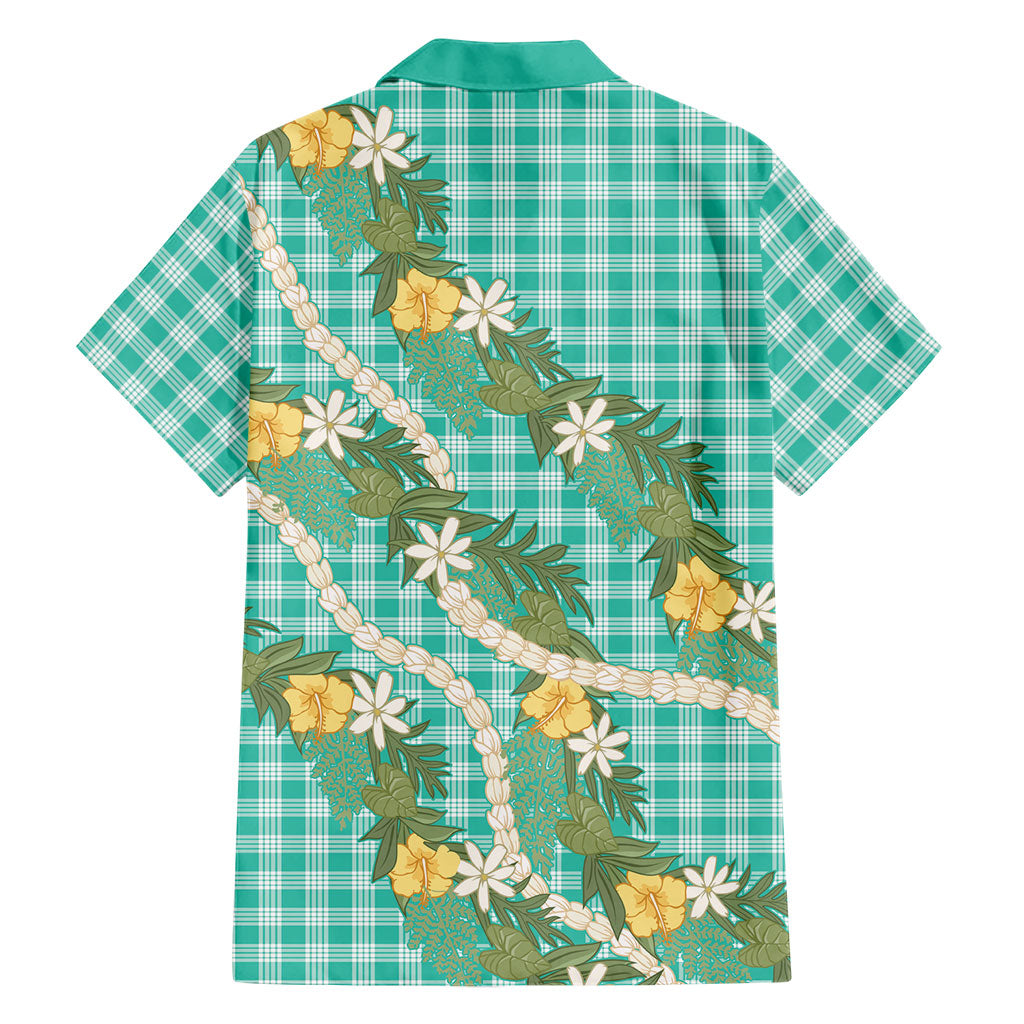 Aloha Puakenikeni Anthurium Pikake Lei Hawaiian Shirt Marine Hawaiian Palaka Pattern
