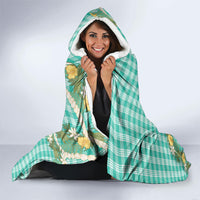 Aloha Puakenikeni Anthurium Pikake Lei Hooded Blanket Marine Hawaiian Palaka Pattern