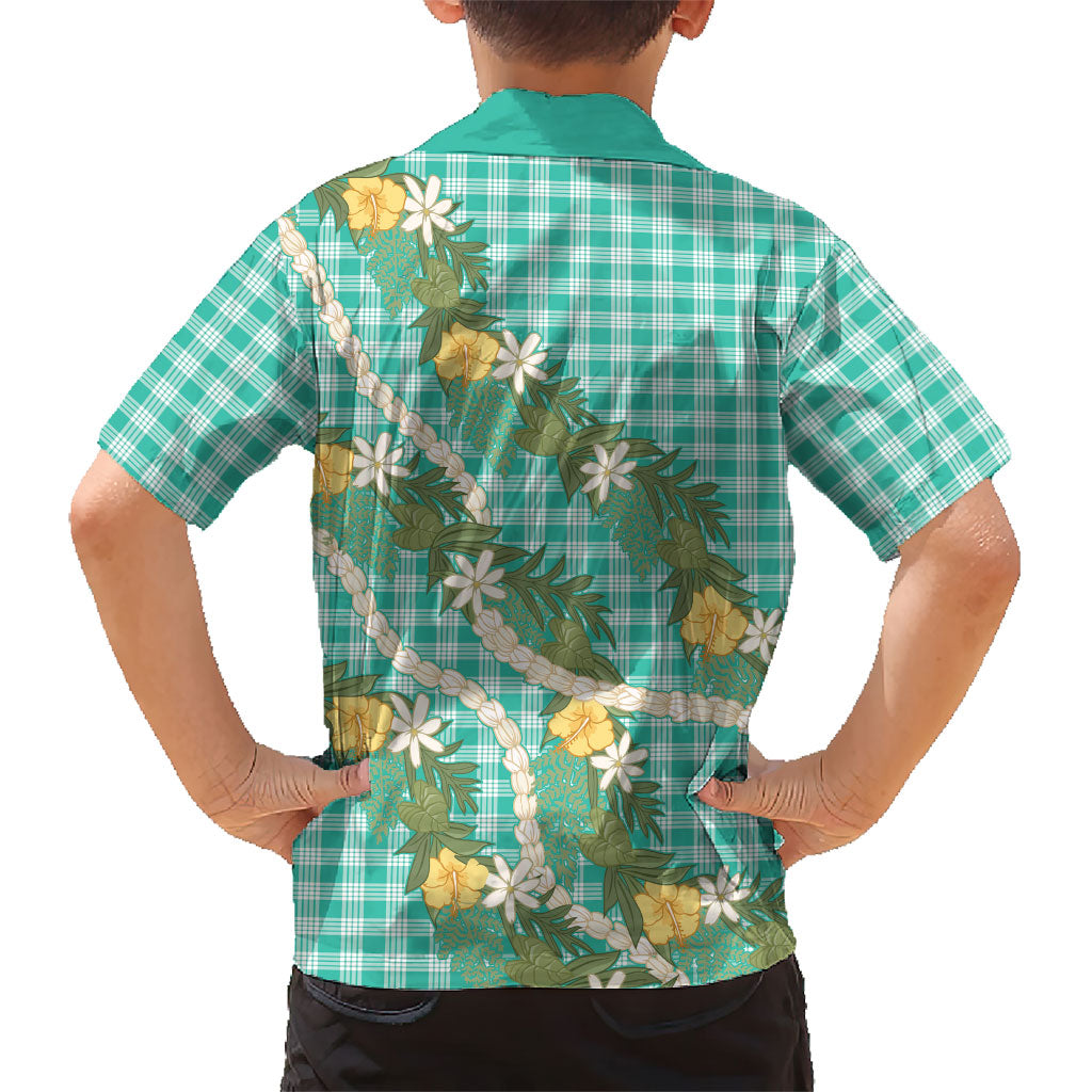 Aloha Puakenikeni Anthurium Pikake Lei Kid Hawaiian Shirt Marine Hawaiian Palaka Pattern