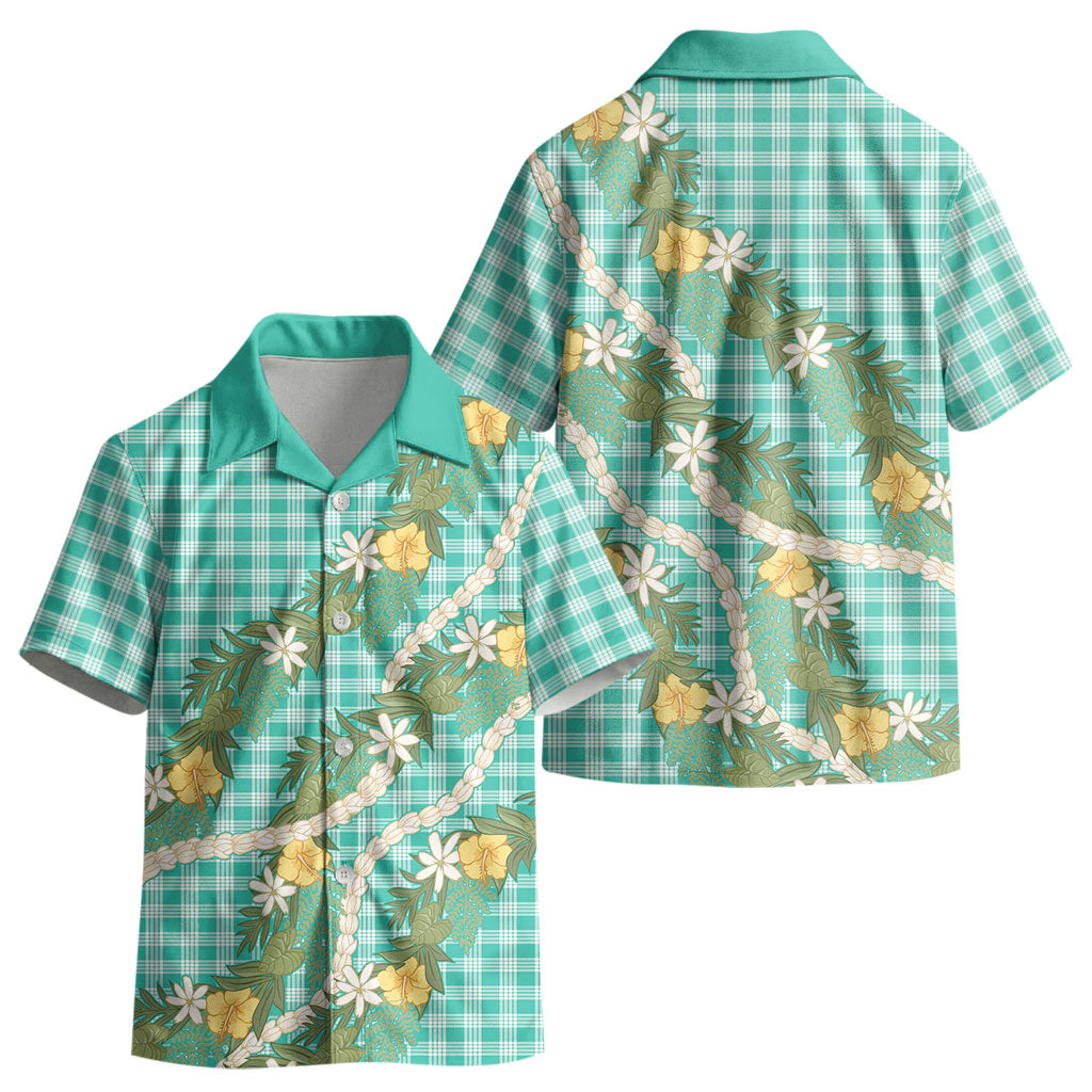 Aloha Puakenikeni Anthurium Pikake Lei Kid Hawaiian Shirt Marine Hawaiian Palaka Pattern LT9 - Polynesian Pride