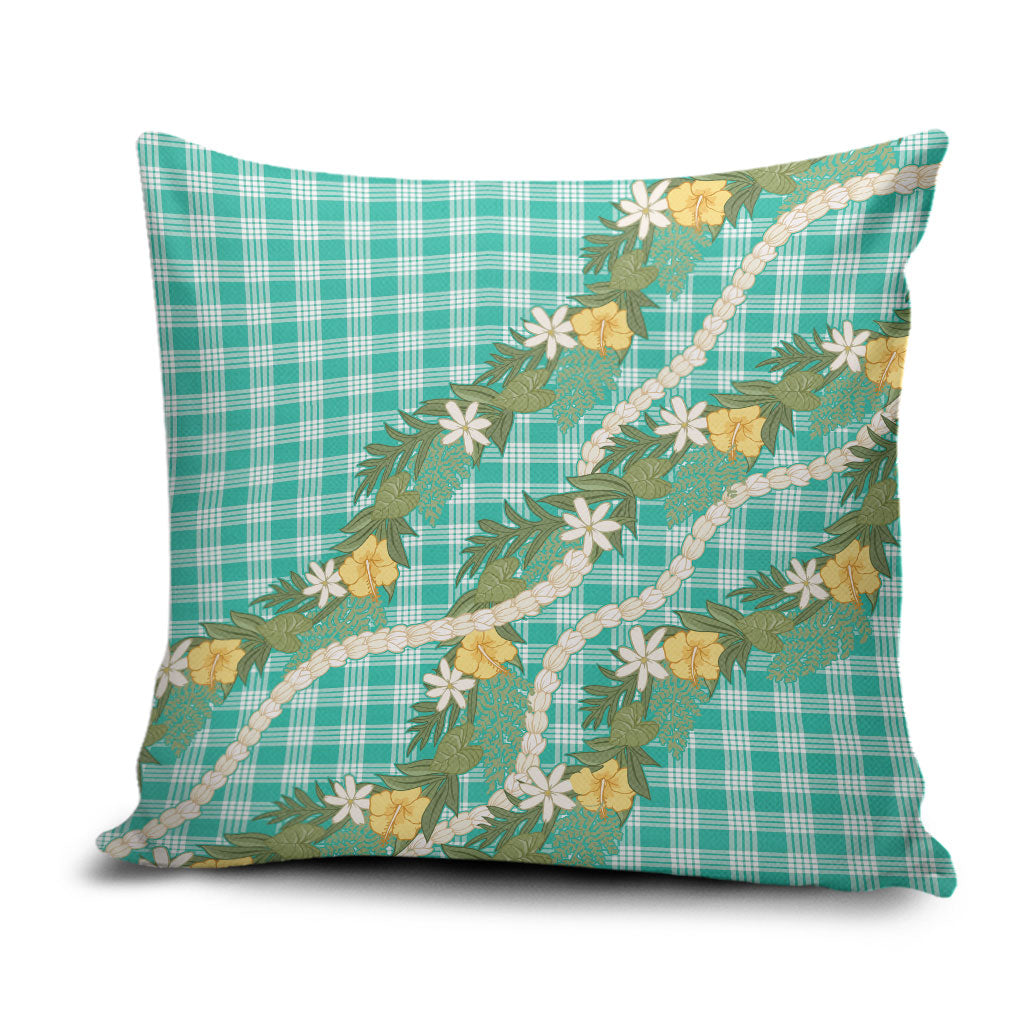 Aloha Puakenikeni Anthurium Pikake Lei Pillow Cover Marine Hawaiian Palaka Pattern