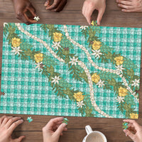 Aloha Puakenikeni Anthurium Pikake Lei Puzzle Marine Hawaiian Palaka Pattern
