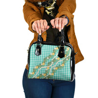 Aloha Puakenikeni Anthurium Pikake Lei Shoulder Handbag Marine Hawaiian Palaka Pattern