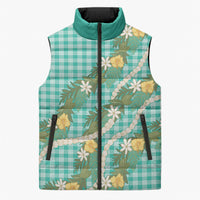 Aloha Puakenikeni Anthurium Pikake Lei Sleeveless Puffer Jacket Marine Hawaiian Palaka Pattern LT9 Unisex Marine - Polynesian Pride