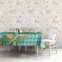 Aloha Puakenikeni Anthurium Pikake Lei Tablecloth Marine Hawaiian Palaka Pattern