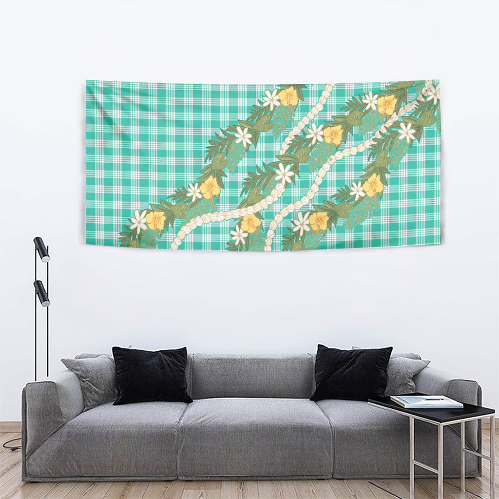Aloha Puakenikeni Anthurium Pikake Lei Tapestry Marine Hawaiian Palaka Pattern