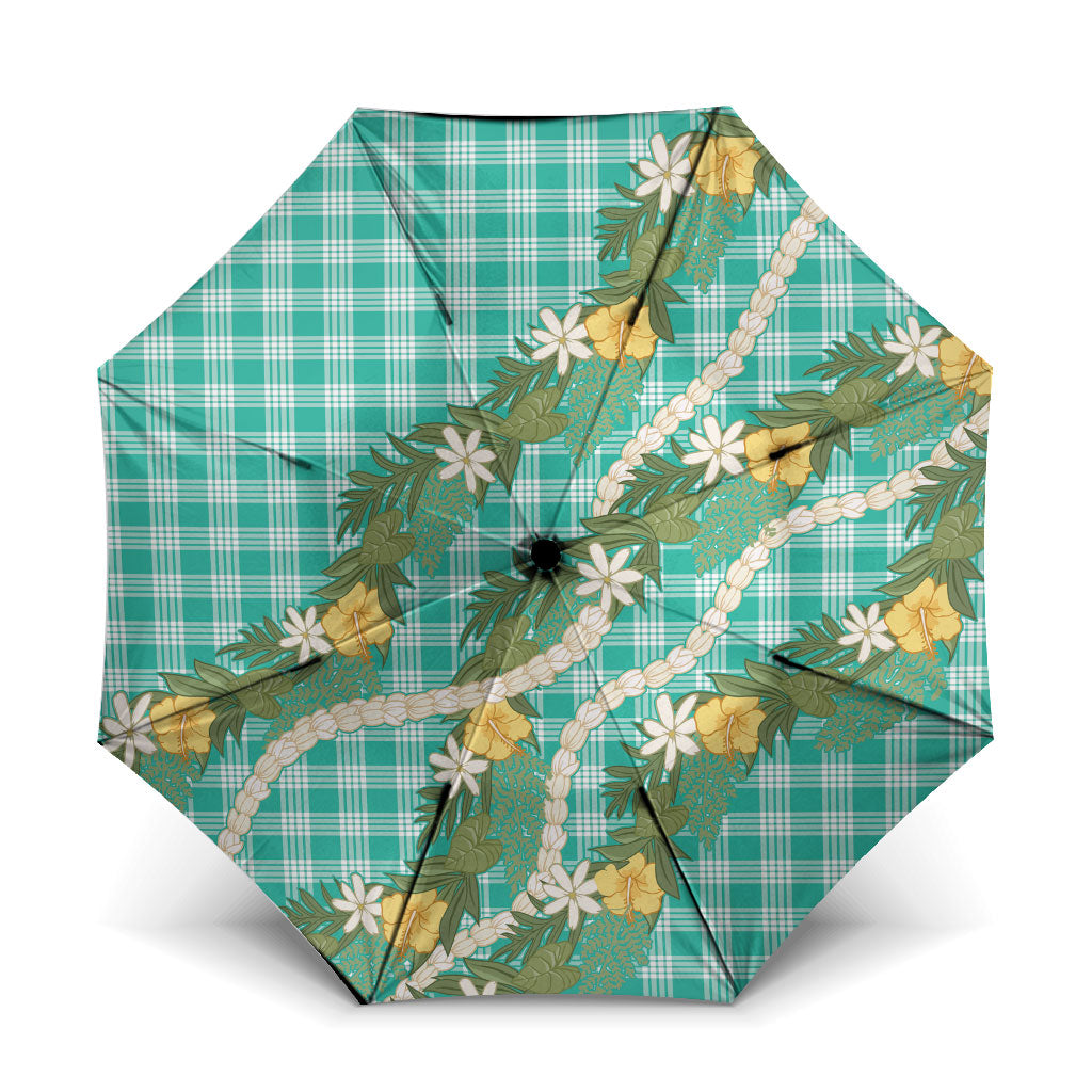 Aloha Puakenikeni Anthurium Pikake Lei Umbrella Marine Hawaiian Palaka Pattern