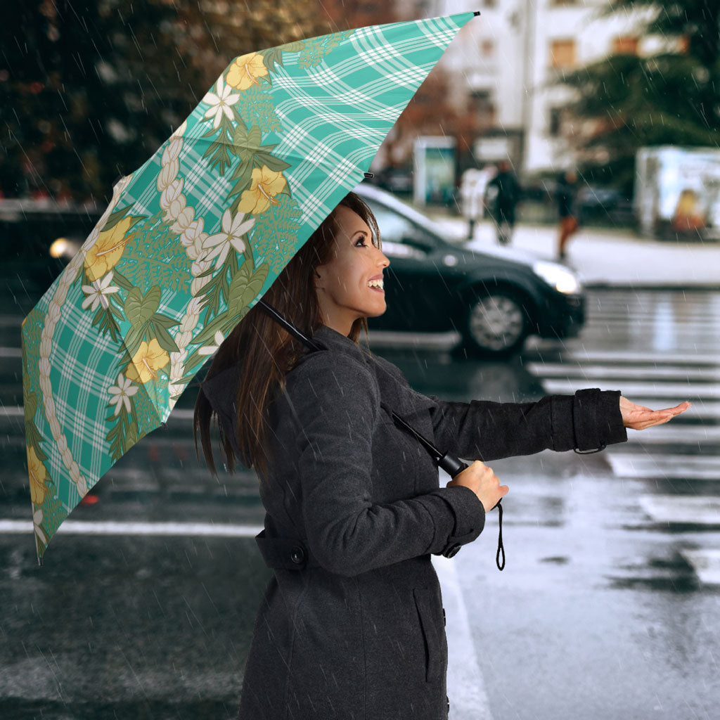 Aloha Puakenikeni Anthurium Pikake Lei Umbrella Marine Hawaiian Palaka Pattern