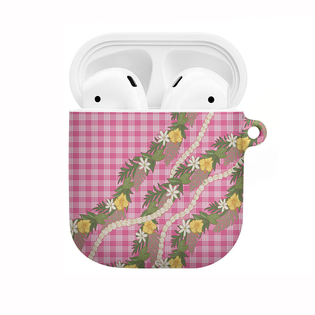 Aloha Puakenikeni Anthurium Pikake Lei AirPods Case Tropical Pink Hawaiian Palaka Pattern