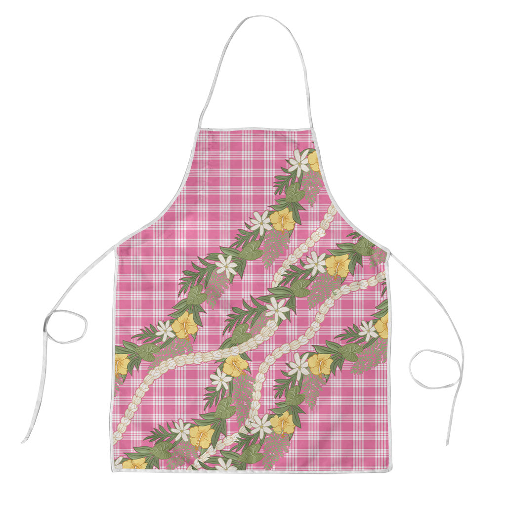 Aloha Puakenikeni Anthurium Pikake Lei Apron Tropical Pink Hawaiian Palaka Pattern