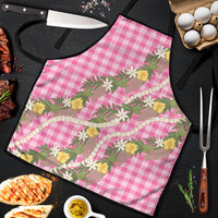 Aloha Puakenikeni Anthurium Pikake Lei Apron Tropical Pink Hawaiian Palaka Pattern