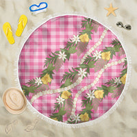Aloha Puakenikeni Anthurium Pikake Lei Beach Blanket Tropical Pink Hawaiian Palaka Pattern LT9 One Size 150cm Pink - Polynesian Pride