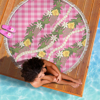 Aloha Puakenikeni Anthurium Pikake Lei Beach Blanket Tropical Pink Hawaiian Palaka Pattern LT9 - Polynesian Pride