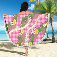 Aloha Puakenikeni Anthurium Pikake Lei Beach Blanket Tropical Pink Hawaiian Palaka Pattern LT9 - Polynesian Pride
