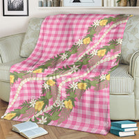 Aloha Puakenikeni Anthurium Pikake Lei Blanket Tropical Pink Hawaiian Palaka Pattern