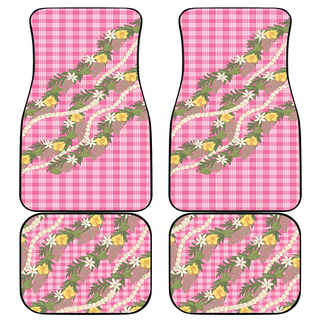 Aloha Puakenikeni Anthurium Pikake Lei Car Mats Tropical Pink Hawaiian Palaka Pattern