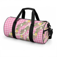 Aloha Puakenikeni Anthurium Pikake Lei Duffle Bag Tropical Pink Hawaiian Palaka Pattern LT9 - Polynesian Pride