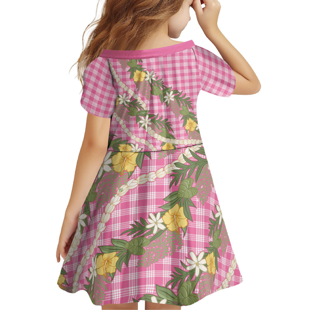 Aloha Puakenikeni Anthurium Pikake Lei Family Matching Off Shoulder Maxi Dress and Hawaiian Shirt Tropical Pink Hawaiian Palaka Pattern LT9 - Polynesian Pride