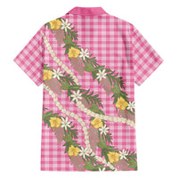 Aloha Puakenikeni Anthurium Pikake Lei Family Matching Off Shoulder Maxi Dress and Hawaiian Shirt Tropical Pink Hawaiian Palaka Pattern LT9 - Polynesian Pride