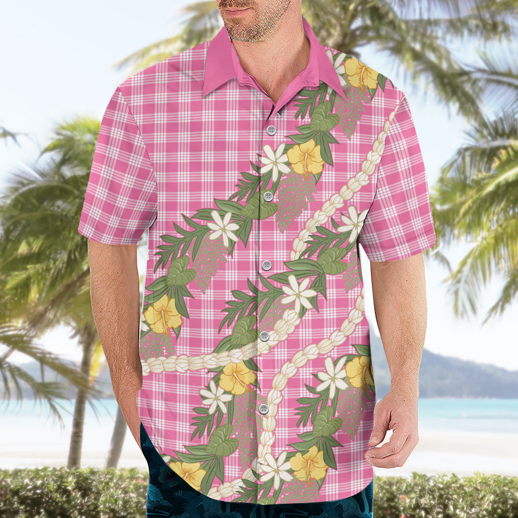 Aloha Puakenikeni Anthurium Pikake Lei Hawaiian Shirt Tropical Pink Hawaiian Palaka Pattern