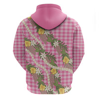 Aloha Puakenikeni Anthurium Pikake Lei Hoodie Tropical Pink Hawaiian Palaka Pattern