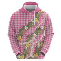 Aloha Puakenikeni Anthurium Pikake Lei Hoodie Tropical Pink Hawaiian Palaka Pattern