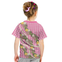 Aloha Puakenikeni Anthurium Pikake Lei Kid T Shirt Tropical Pink Hawaiian Palaka Pattern