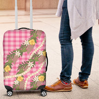 Aloha Puakenikeni Anthurium Pikake Lei Luggage Cover Tropical Pink Hawaiian Palaka Pattern