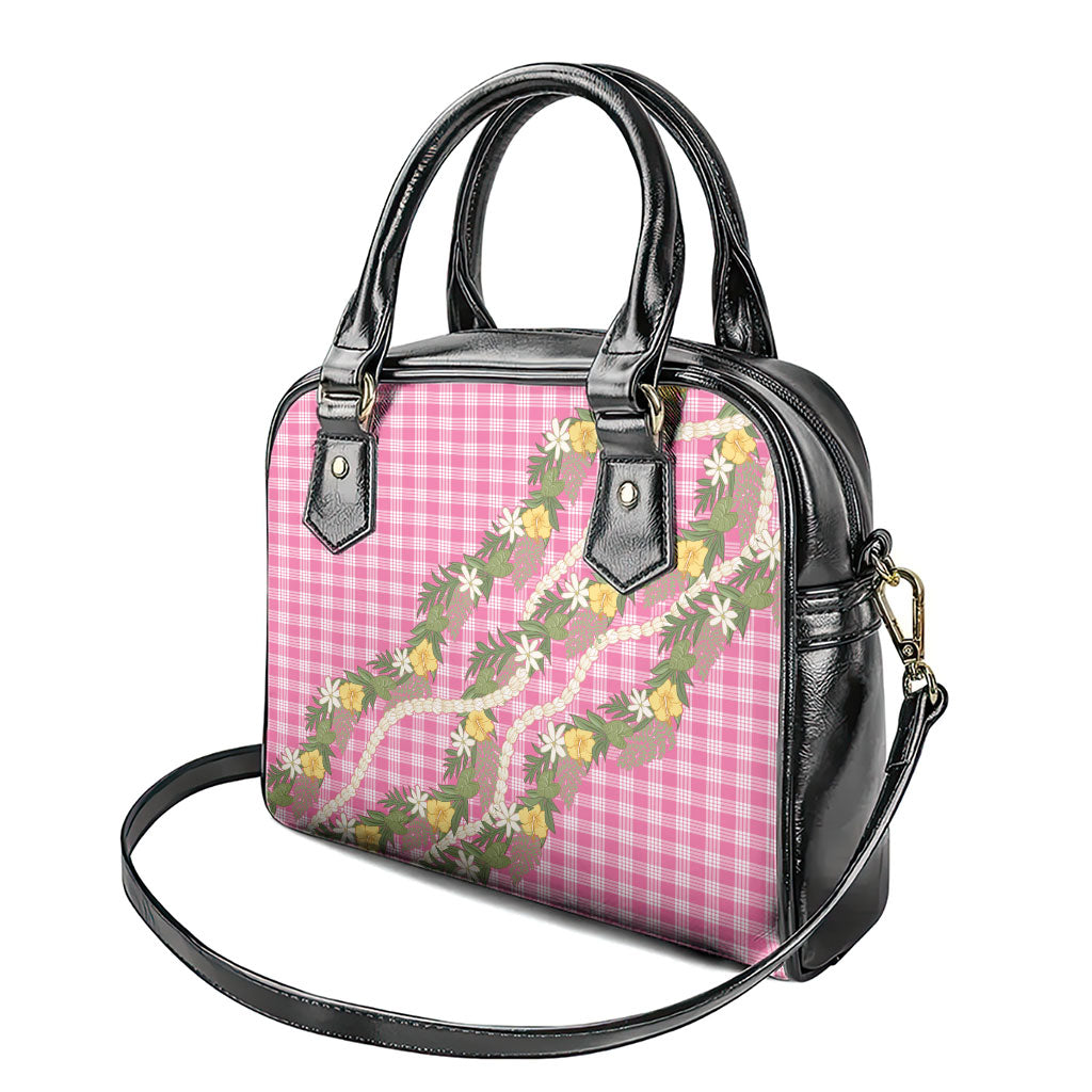 Aloha Puakenikeni Anthurium Pikake Lei Shoulder Handbag Tropical Pink Hawaiian Palaka Pattern