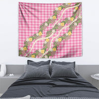 Aloha Puakenikeni Anthurium Pikake Lei Tapestry Tropical Pink Hawaiian Palaka Pattern