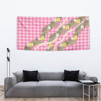Aloha Puakenikeni Anthurium Pikake Lei Tapestry Tropical Pink Hawaiian Palaka Pattern