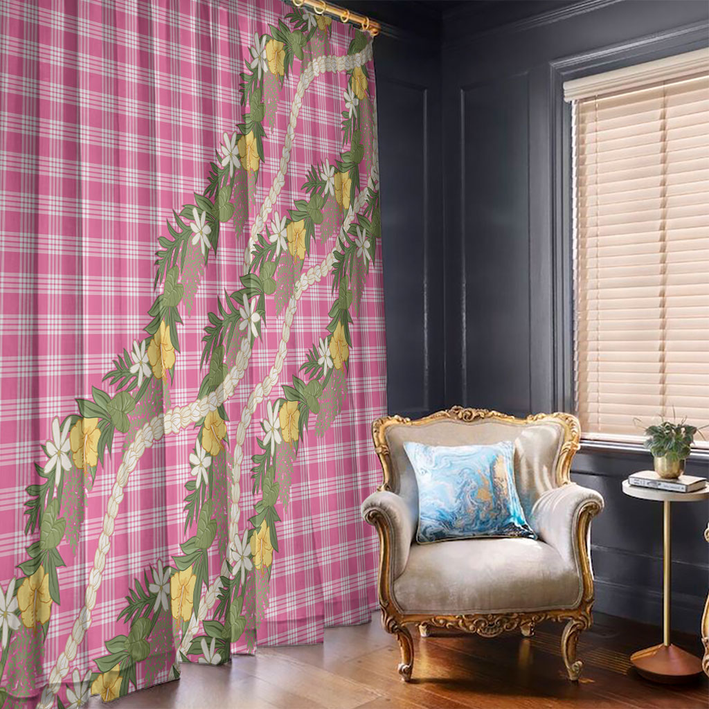 Aloha Puakenikeni Anthurium Pikake Lei Window Curtain Tropical Pink Hawaiian Palaka Pattern LT9 - Polynesian Pride