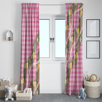 Aloha Puakenikeni Anthurium Pikake Lei Window Curtain Tropical Pink Hawaiian Palaka Pattern LT9 - Polynesian Pride