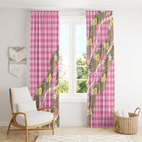 Aloha Puakenikeni Anthurium Pikake Lei Window Curtain Tropical Pink Hawaiian Palaka Pattern LT9 - Polynesian Pride