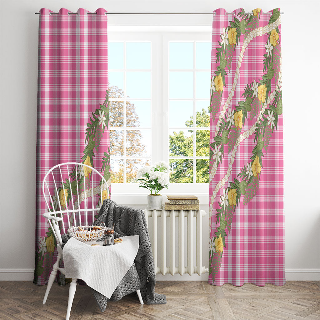 Aloha Puakenikeni Anthurium Pikake Lei Window Curtain Tropical Pink Hawaiian Palaka Pattern LT9 - Polynesian Pride