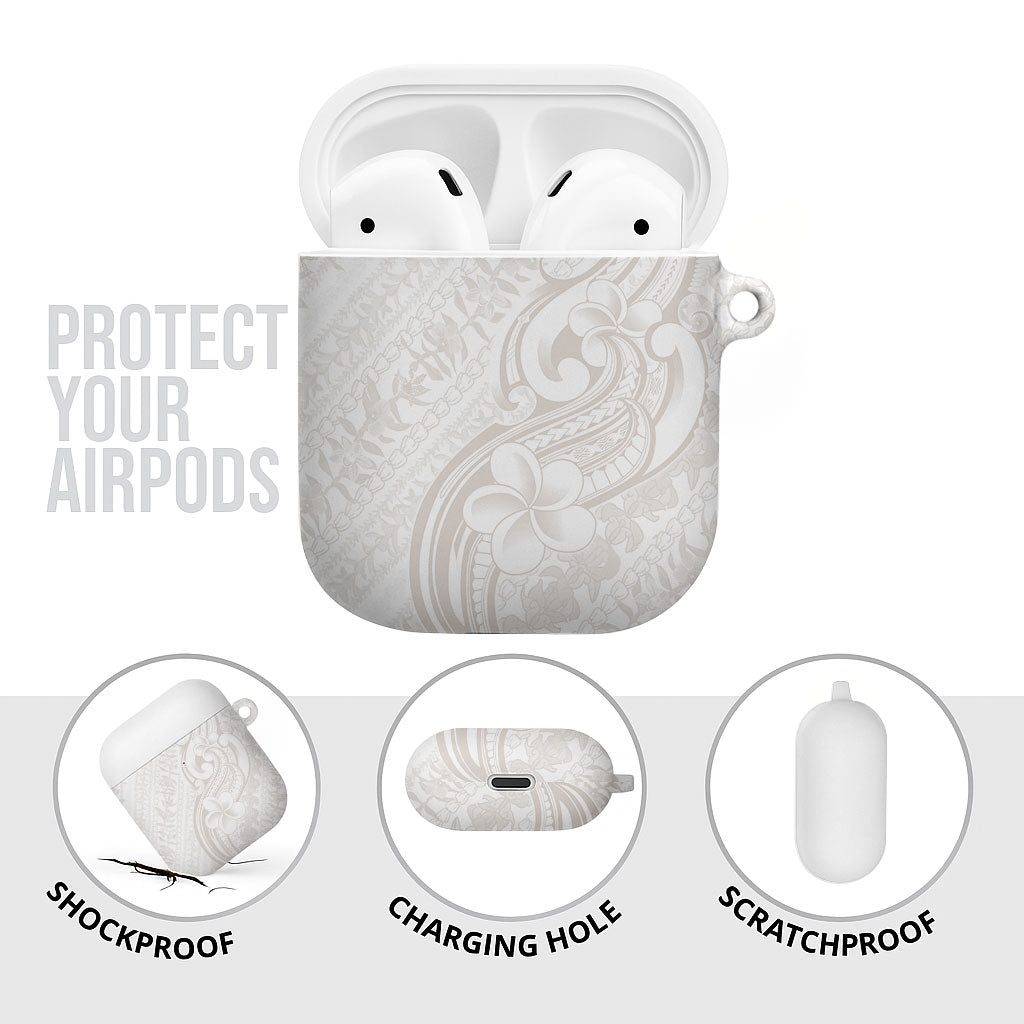 Hawaii Plumeria Lokelani Pikake Lei AirPods Case Sandy Beige Polynesian Tattoo