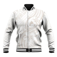 Hawaii Plumeria Lokelani Pikake Lei Baseball Jacket Sandy Beige Polynesian Tattoo