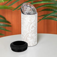 Hawaii Plumeria Lokelani Pikake Lei 4 in 1 Can Cooler Tumbler Sandy Beige Polynesian Tattoo