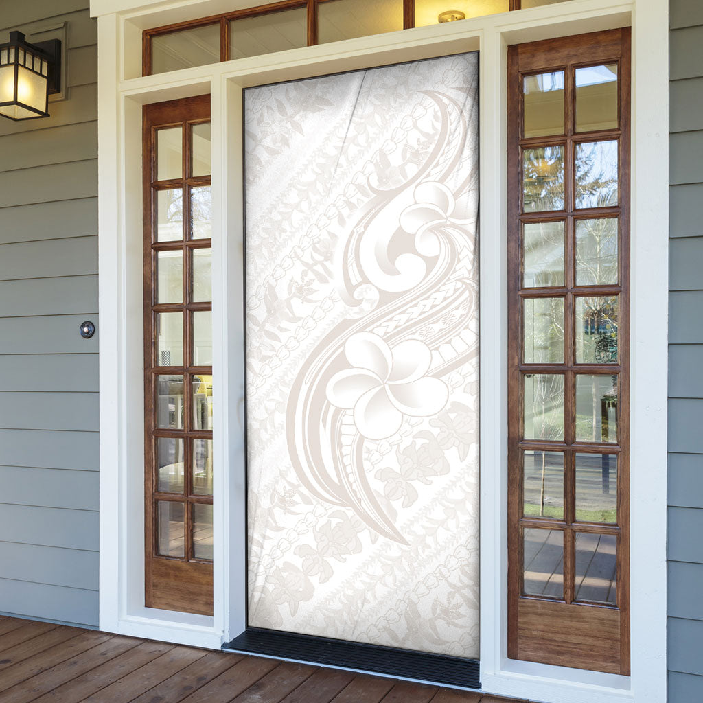Hawaii Plumeria Lokelani Pikake Lei Door Cover Sandy Beige Polynesian Tattoo