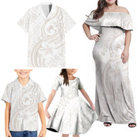 Hawaii Plumeria Lokelani Pikake Lei Family Matching Off Shoulder Maxi Dress and Hawaiian Shirt Sandy Beige Polynesian Tattoo LT9 - Polynesian Pride