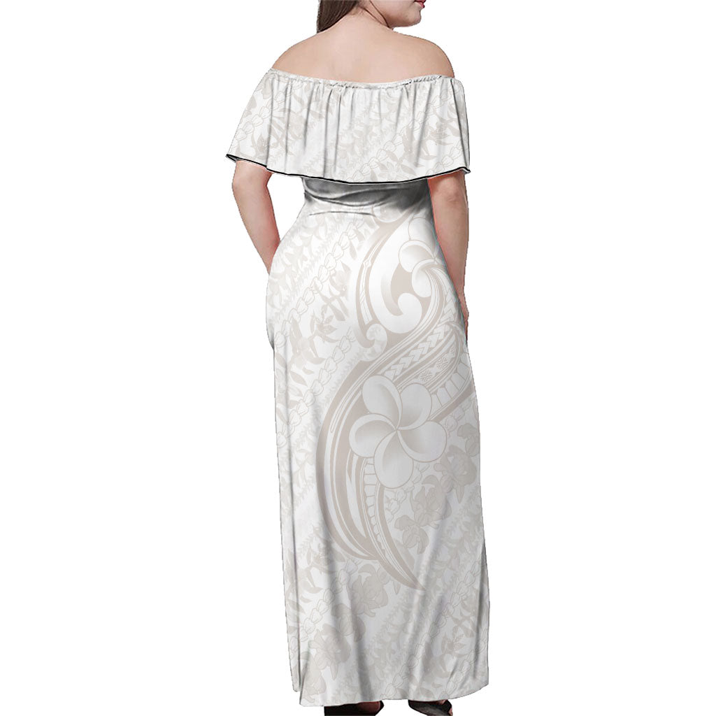 Hawaii Plumeria Lokelani Pikake Lei Family Matching Off Shoulder Maxi Dress and Hawaiian Shirt Sandy Beige Polynesian Tattoo LT9 - Polynesian Pride