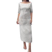 Hawaii Plumeria Lokelani Pikake Lei Family Matching Puletasi and Hawaiian Shirt Sandy Beige Polynesian Tattoo LT9 Mom's Dress Beige - Polynesian Pride