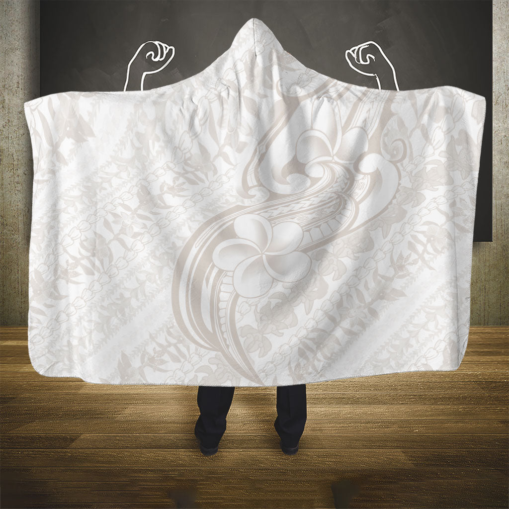 Hawaii Plumeria Lokelani Pikake Lei Hooded Blanket Sandy Beige Polynesian Tattoo LT9 - Polynesian Pride