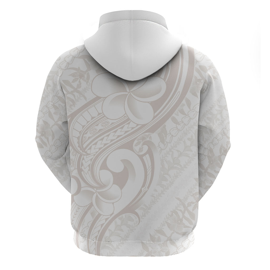 Hawaii Plumeria Lokelani Pikake Lei Hoodie Sandy Beige Polynesian Tattoo