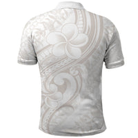 Hawaii Plumeria Lokelani Pikake Lei Polo Shirt Sandy Beige Polynesian Tattoo