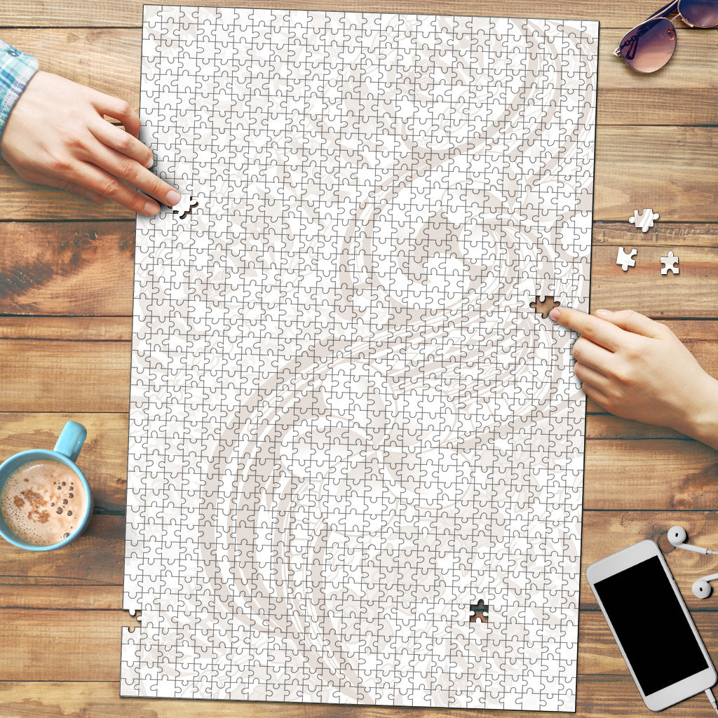 Hawaii Plumeria Lokelani Pikake Lei Puzzle Sandy Beige Polynesian Tattoo