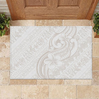 Hawaii Plumeria Lokelani Pikake Lei Rubber Doormat Sandy Beige Polynesian Tattoo