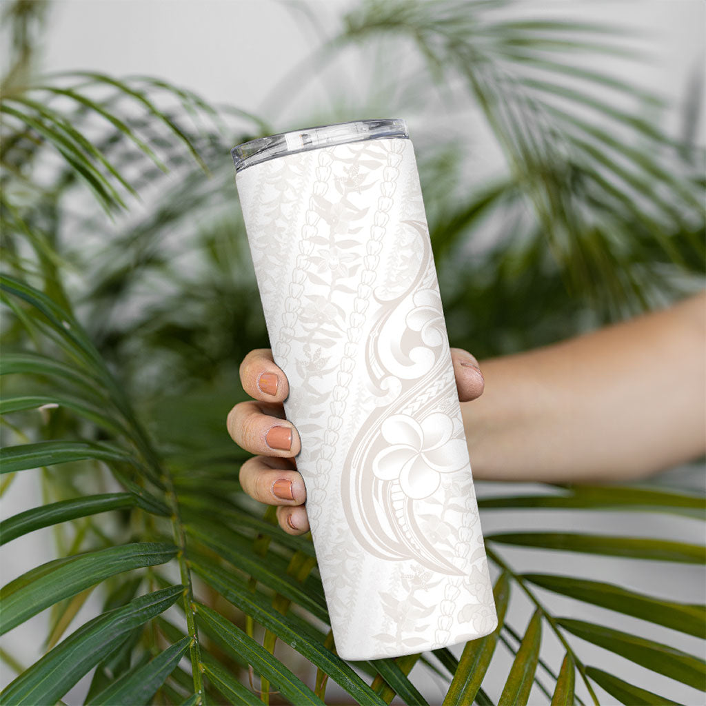Hawaii Plumeria Lokelani Pikake Lei Skinny Tumbler Sandy Beige Polynesian Tattoo
