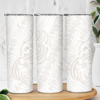 Hawaii Plumeria Lokelani Pikake Lei Skinny Tumbler Sandy Beige Polynesian Tattoo