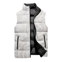Hawaii Plumeria Lokelani Pikake Lei Sleeveless Puffer Jacket Sandy Beige Polynesian Tattoo